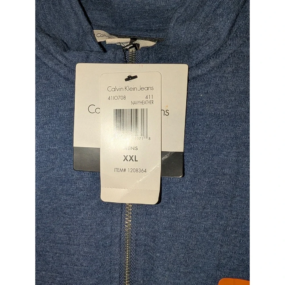 Calvin Klein Jeans Jacket XXL Men's NWT Heather Navy Long Sleeve Quarter Zip